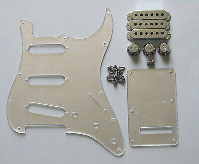 ST Strat Pickguard,Trem Cover Mirror W/ Chrome Pickup Covers,Knobs,Switch Tip • 24.99€