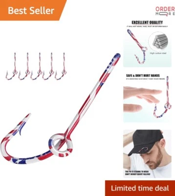 Paquete de 5 clips de sombrero de pesca oro gancho de pescado decoración para gorras y bolsas Foto 1 de 4