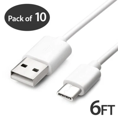10X 6FT USB Type C Fast Charging Cable For Samsung Galaxy S8 S9 S10 Plus Note8 9 - Image 1 of 4