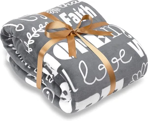 Premium Hope & Faith Gift Throw Blanket - Cozy, Warm & Fluffy Sherpa - Sends Pos - Picture 1 of 9