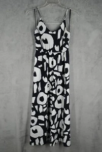 Ann Taylor Loft Maxi Dress Size 2 Black White Abstract Print Spaghetti Strap - Foto 1 di 14