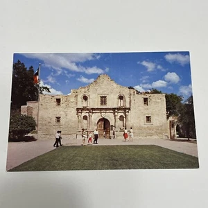 San Antonio Texas TX The Alamo Doorway Postkarte Menschen Flagge Rasen nicht verschickt - Bild 1 von 2