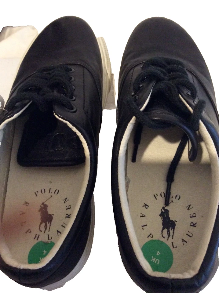 Polo Ralph Lauren Trainers Children BRYN 13297  Size 4 Girls Boys Black Leather - Image 1 of 4