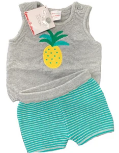 NWT Hanna Andersson Boy Girl 3 Months Organic Pineapple Sweater Shorts Set 50 cm - Picture 1 of 9