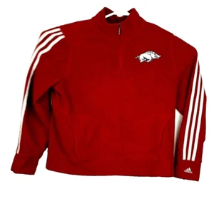 Arkansas Razorbacks Adidas Pullover 1/4 Zip Maroon White Youth Size Large - Picture 1 of 6