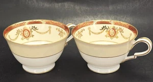 C1940 Noritake Rainbow 3982 Footed Cup Teacup LOT 2 Gold Red Band Replacement - Picture 1 of 8