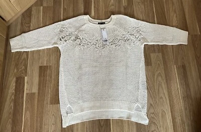 Warehouse Cream Crochet Jumper UK 8 RRP £40 - Image 1 of 4