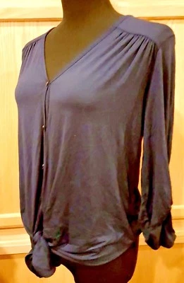 Cárdigan Jersey Sophie Max Studio 6B00775 Azul Marino Cuello en V Botón Corbata Frontal Elastizado  Foto 1 de 3