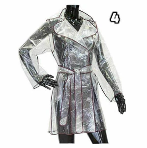 Raincoat Woman Transparent Fashion Small Festival PVC Coat Jacket Purple Trim - Picture 1 of 3