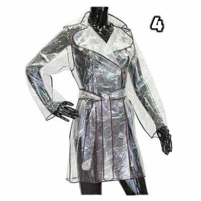 Raincoat Woman Transparent Fashion Small Festival PVC Coat Jacket Purple Trim - Image 1 of 3