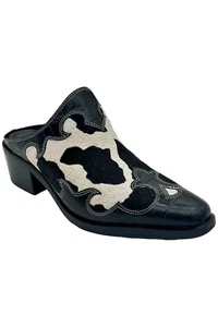 Donald Pliner Mindy Calf Suede Womens Slip On Mule Bone/Black - Picture 1 of 3