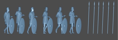 Figurines Soldats Romains Auxiliaires Avec Piques - Échelle 1:72 - Marque Peddinghaus 3D Druck - Lot De 6 - Neuf