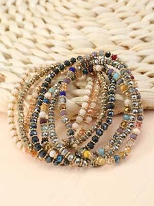 7pcs Simple Beaded Bracelet Fashion Jewelry Accessories for Women Jewelry Gift - Picture 1 of 3