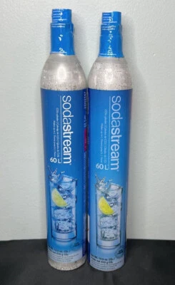 DOS cilindros de CO2 SodaStream 60L azul carbonatador 14,5 oz nuevo sellado caducidad 05/2028 Foto 1 de 2