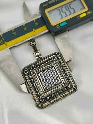 Colgante cuadrado hecho a mano de marcasita tailandesa de plata de ley 925 15G talla 35,95x54,18 mm Foto 1 de 4