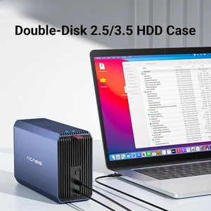 2.5/3.5 Inch Dual Bay External Hard Drive Enclosure Array Cabinet SATA Hard Disk - Picture 1 of 22