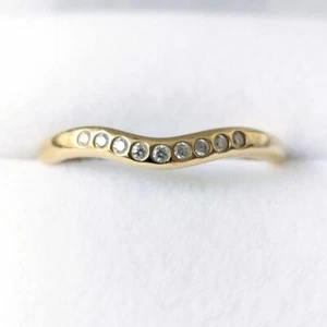 Tiffany & Co. Curved Band Ring Diamond 750 K18 YG Size US 6.5-7 2.0m Used - Picture 1 of 10