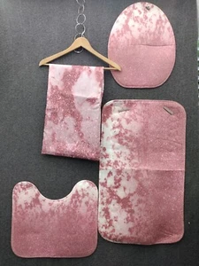 4-teiliges Badezimmer-Set Marmor rosa/weiß - Bild 1 von 5