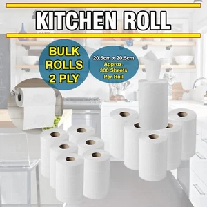 [Pack of 80] Kitchen Rolls 2 Ply Centrefeed White Paper Hand Towel 60M Tissues - Picture 1 of 15