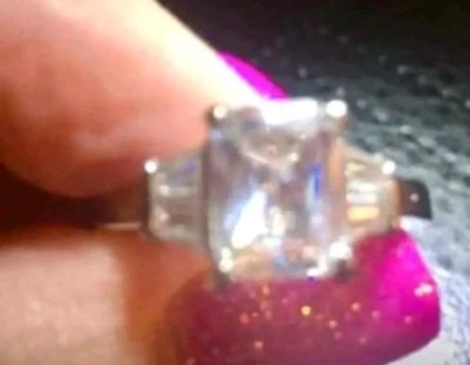 Cubic Zirconia Engagement Ring With Built-in Adjustable Sizer, Fits Most Fingers - Image 1 of 4