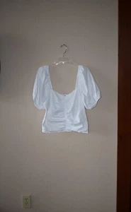 Top donna Style Envy bianco smocked spalle scoperte contadino cropped taglia L - Foto 1 di 4