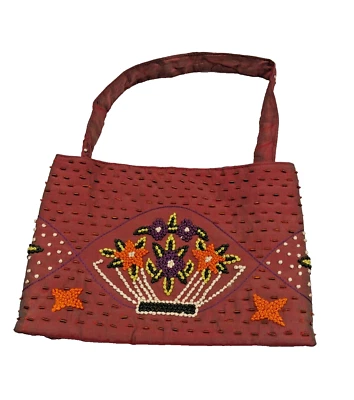 Cartera Floral Con Cuentas Con Bordados y Cuentas de Vidrio Nueva Años 90 Óxido/Naranja Brillo Foto 1 de 4