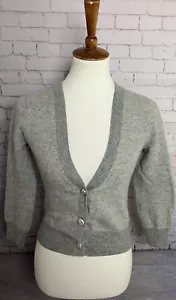 J. Crewwolle Kaschmirmischung graue Cardigan kleine Knöpfe aus Strass - Bild 1 von 8