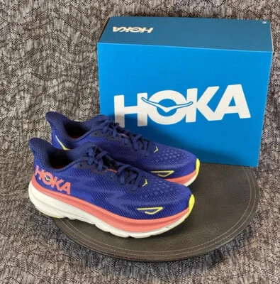 Zapatos para correr Hoka Clifton 9 talla 8 para mujer noche cielo/coral Foto 1 de 4