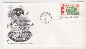 TurtlesTradingPost- Intercollegiate Football 1969 FDC #1382 Artcraft Hand Cancel - Picture 1 of 1