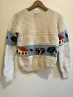 deans of scotland Small Cable Knit Cow 100% Wool Sweater, Size Small 