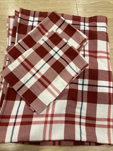 Threshold Full Size 100% Cotton Flannel Plaid Flat Sheet & Two Pillowcases Set - Picture 1 of 6
