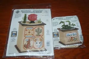 Lote de 2 kits de punto de cruz contados contenedores decorativos NMI hierbas suroeste nuevos en paquete - Imagen 1 de 4