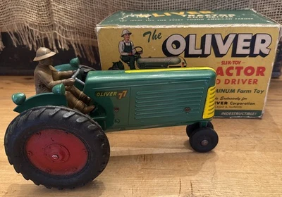 Vintage 1/16 Slik Oliver 77 Toy Tractor & Driver & Box - Image 1 of 4
