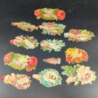 Lot 12 Victorian DIE CUT Scrap hands flowers vintage antique embossed