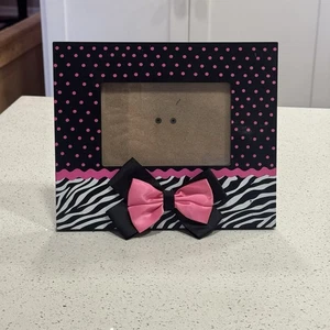 Y2k Zebra Picture Photo Frame Bow Pink Black Baby Nursery 2000s Bedroom Decor - Picture 1 of 8