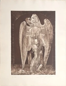Ernst Fuchs Ikarus braun 1975 WVZ 222 handsigniert - Bild 1 von 1