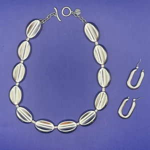 Vintage Talbots Grob Modernist Halskette und Ohrringe Knebelverschluss 18 Zoll - Bild 1 von 4