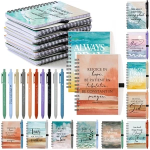 40 Set Christmas Spiral Notebooks Bible Verse Ballpoint Pens Prayer Journals ... - Picture 1 of 7