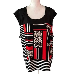 NEW Calvin Klein Plus Size 3X Mixed Print Sleeveless Blouse Top Office Career - Picture 1 of 5