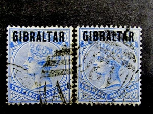 nystamps British Gibraltar Stamp # SG4 SG4A Used £200 Ovpt In Blue Block N21y834 - Picture 1 of 2