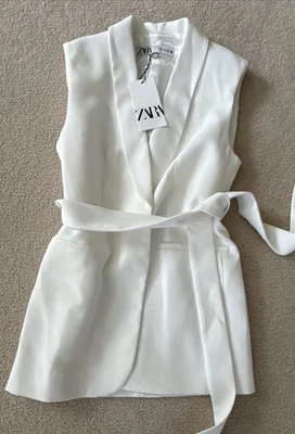 Zara NWT Bloggers Pick Sleeveless Blazer White Vest XS - Image 1 of 4