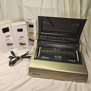 Fellowes Galaxy E 500 Electric Comb Binding Machine w/ Plastic Combs Boxes - Picture 1 of 13