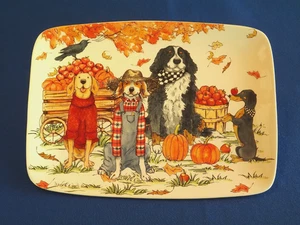 Certified International by Sherri Buck Baldwin Fall Dog Pumpkin Serving Platter. - Picture 1 of 4