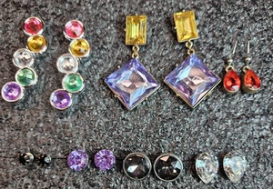 Juego de 7 pendientes de diamantes de imitación y metal estilo gota y perno (leer) - Imagen 1 de 8