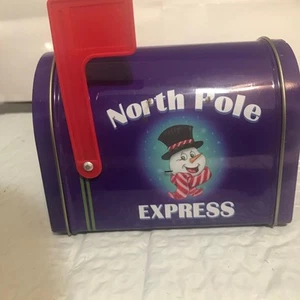 CHRISTMAS TIN MAILBOX for Candy, Toys, Misc. Items Working Flag - Picture 1 of 12