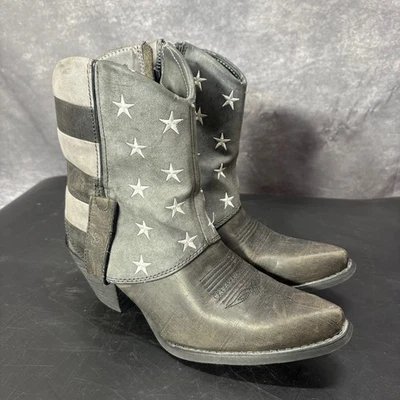Botas de Vaquero Durango Negras Gris Estrella Bandera Americana Para Mujer 7 Western Rockabilly Foto 1 de 4