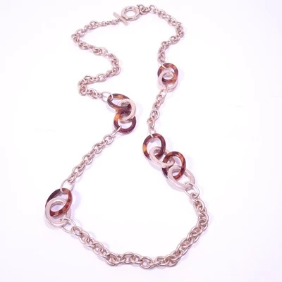 Banana Republic Women's Tortoise and Gold Glamour Link Toggle Necklace NWT 98 - Image 1 of 4