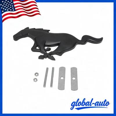 8" Front Grille Emblem Metal Running Horse Badge For Mustang Matte Black - Imagem 1 de 4