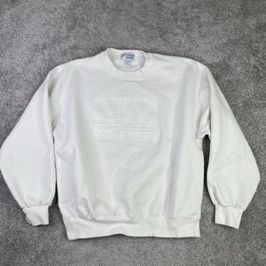 Jerzees Steamboat Felpa Vintage Donna Grande Bianca Girocollo Cotone USA - Foto 1 di 8