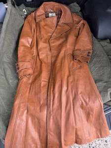 Vintage Wilsons Trench Leather Jacket Red/Brown Belted Retro 70s Womens 12 Rare - Bild 1 von 3